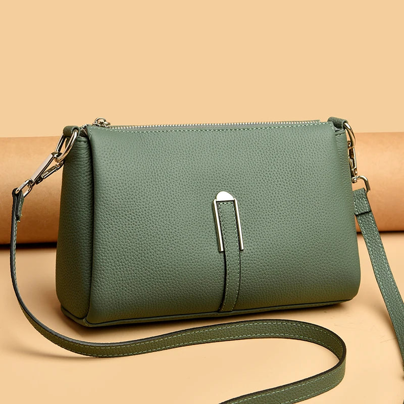 High Quality Litchi Pattern Genuine Leather Women's Schoolbag Crossbody Bags 2023 Luxury Cowhide Large Capacity Female Handbags
