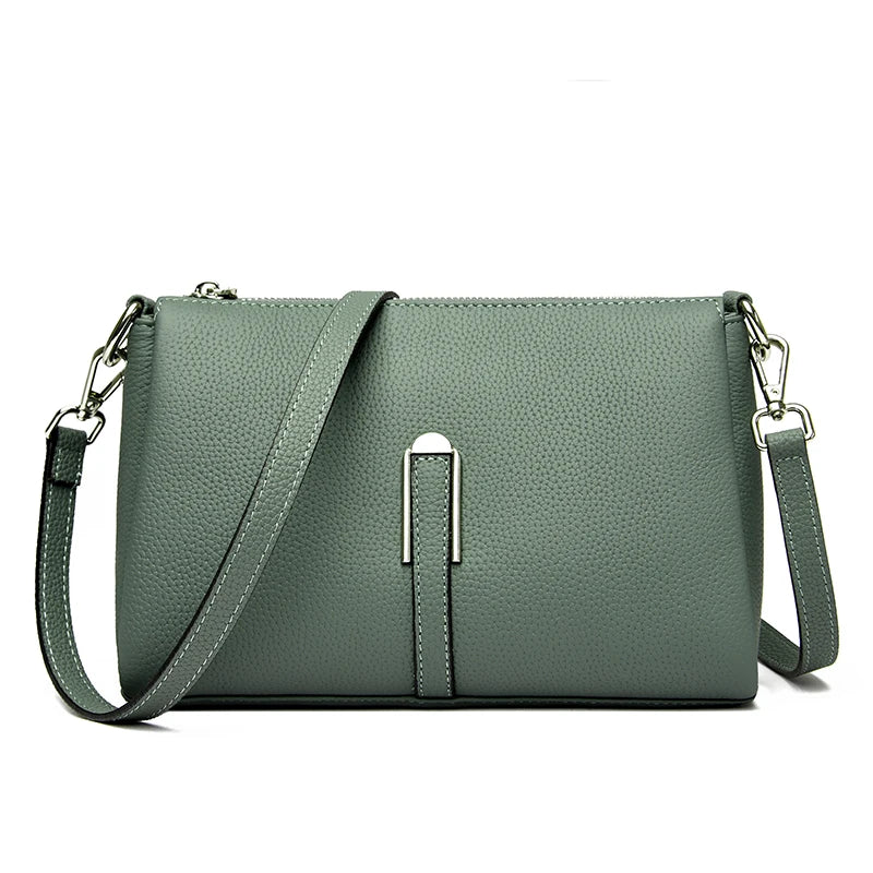High Quality Litchi Pattern Genuine Leather Women's Schoolbag Crossbody Bags 2023 Luxury Cowhide Large Capacity Female Handbags