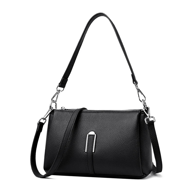High Quality Litchi Pattern Genuine Leather Women's Schoolbag Crossbody Bags 2023 Luxury Cowhide Large Capacity Female Handbags
