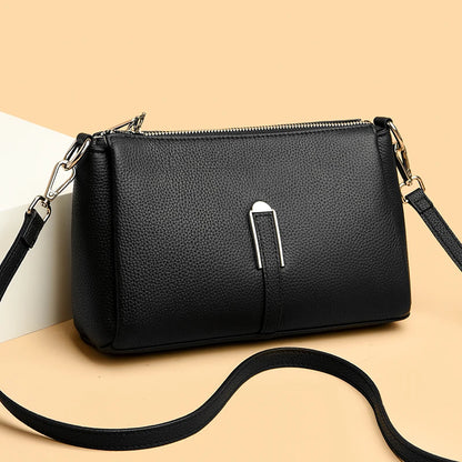 High Quality Litchi Pattern Genuine Leather Women's Schoolbag Crossbody Bags 2023 Luxury Cowhide Large Capacity Female Handbags