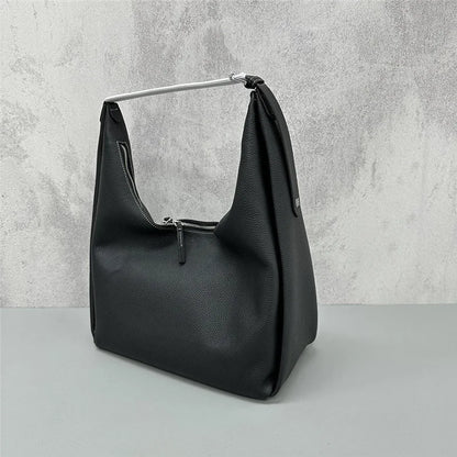 High Quality Luxury Cowhide Handbags Large Capacity Zipper Underarm Tote Bags Women Solid Simple All-match  Commuter Purses