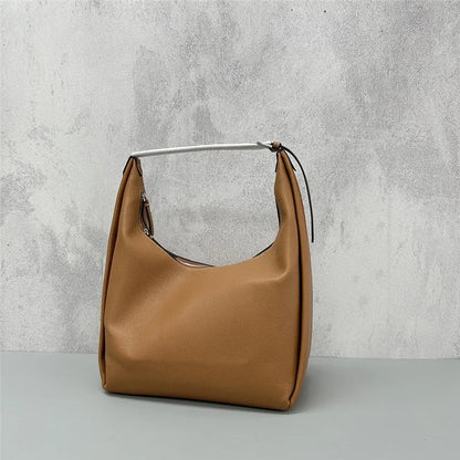 High Quality Luxury Cowhide Handbags Large Capacity Zipper Underarm Tote Bags Women Solid Simple All-match  Commuter Purses