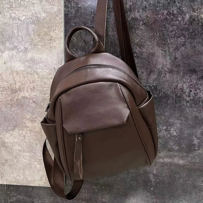High Quality Luxury Cowhide Ladies Backpacks Fashion All-match Soft Cowhide Student Schoolbagsolid Casual Large Capacity Bolsas