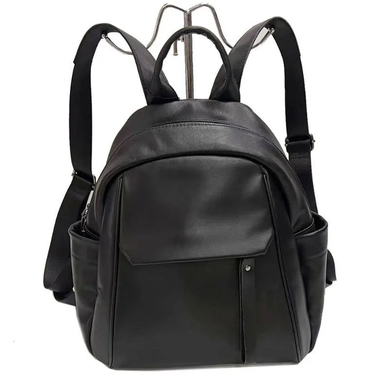 High Quality Luxury Cowhide Ladies Backpacks Fashion All-match Soft Cowhide Student Schoolbagsolid Casual Large Capacity Bolsas