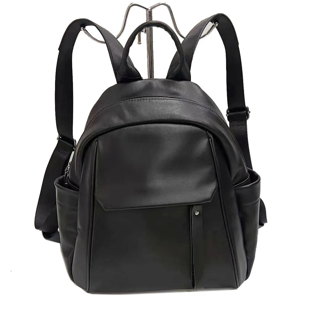 High Quality Luxury Cowhide Ladies Backpacks Fashion All-match Soft Cowhide Student Schoolbagsolid Casual Large Capacity Bolsas