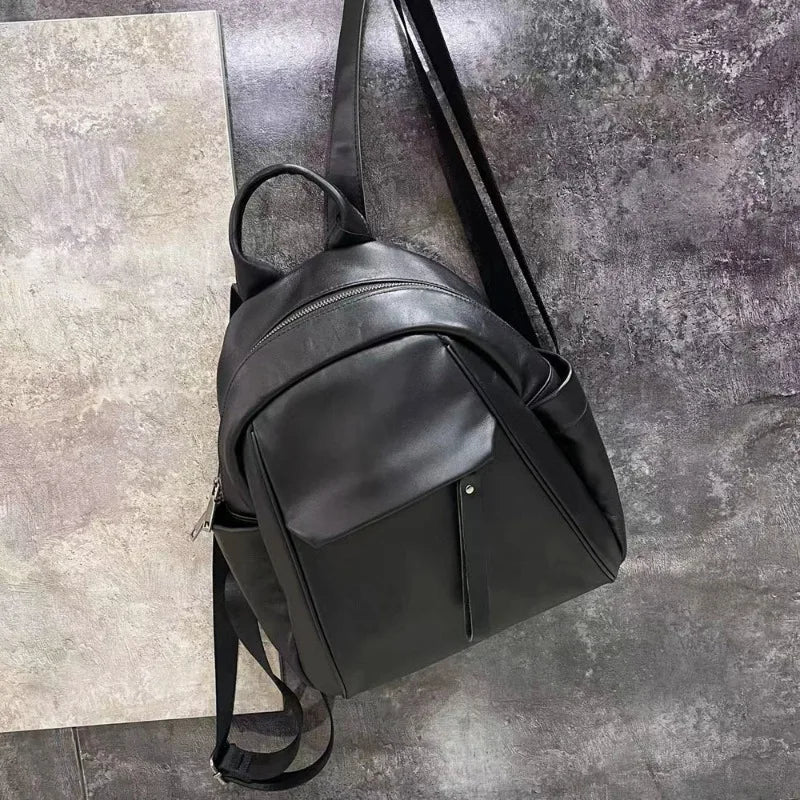 High Quality Luxury Cowhide Ladies Backpacks Fashion All-match Soft Cowhide Student Schoolbagsolid Casual Large Capacity Bolsas