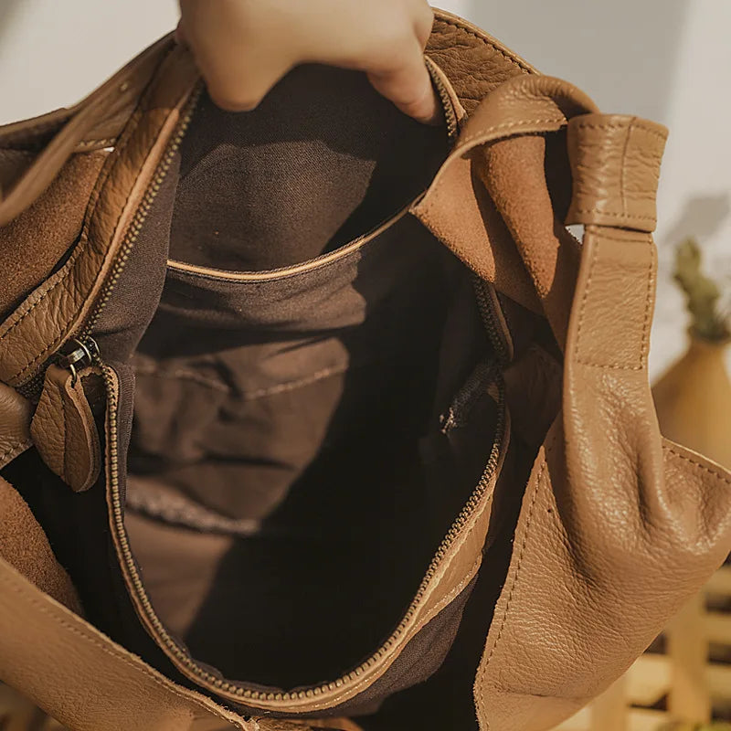 High Quality Luxury Cowhide Leather Ladies Handbags Casual Commuter Versatile Large Capacity Tote Bags Women 2024 Female Bolsas