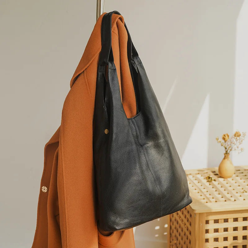 High Quality Luxury Cowhide Leather Ladies Handbags Casual Commuter Versatile Large Capacity Tote Bags Women 2024 Female Bolsas