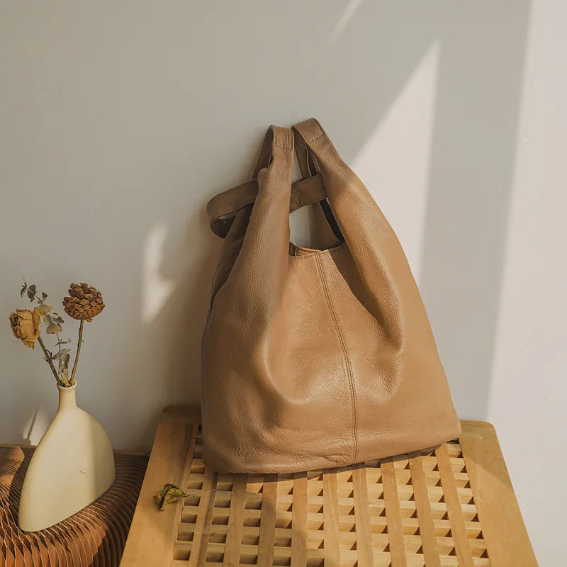 High Quality Luxury Cowhide Leather Ladies Handbags Casual Commuter Versatile Large Capacity Tote Bags Women 2024 Female Bolsas