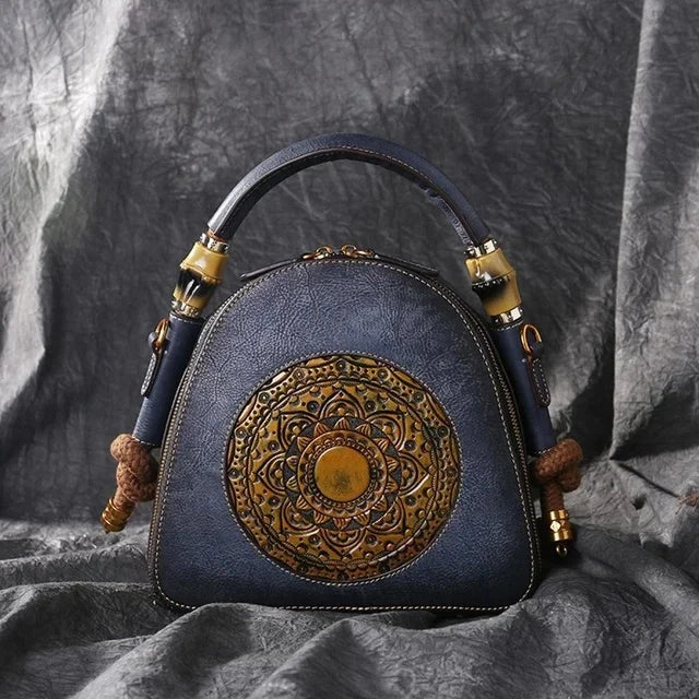 High Quality Luxury Handmade Embossed Women Crossbody New Retro Genuine Leather Shell Ladies Chinese Style Shoulder Bags