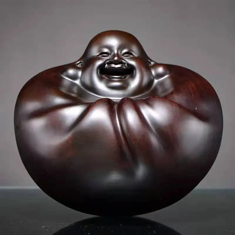 High Quality Maitreya Buddha Amass Fortunes Solid Wood Carving Office Decoration Ebony Mahogany Artifact Artware Propitious Gift