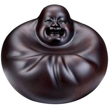 High Quality Maitreya Buddha Amass Fortunes Solid Wood Carving Office Decoration Ebony Mahogany Artifact Artware Propitious Gift