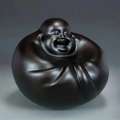 High Quality Maitreya Buddha Amass Fortunes Solid Wood Carving Office Decoration Ebony Mahogany Artifact Artware Propitious Gift