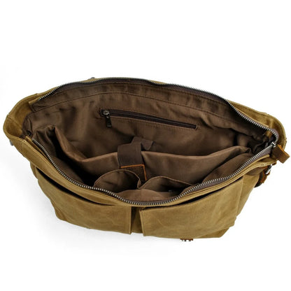 High Quality Male Briefcases Business Men Messenger Bags Canvas Crazy Horse Leather Travel Crossbody Bags for Men Shoulder Bags