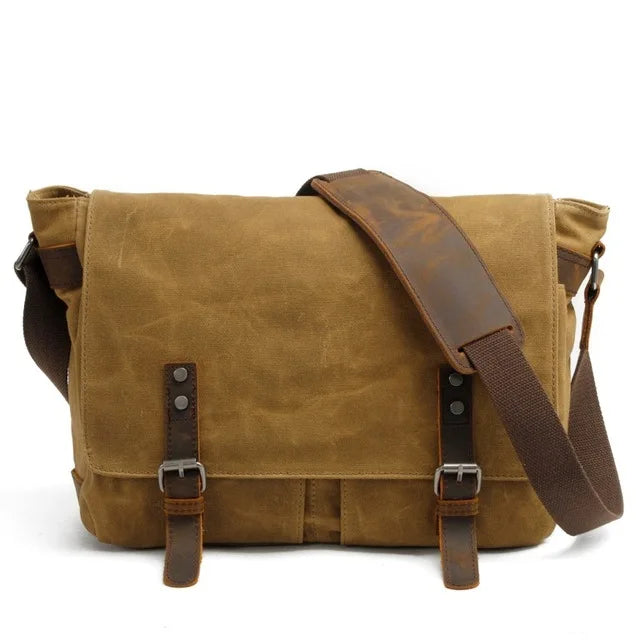 High Quality Male Briefcases Business Men Messenger Bags Canvas Crazy Horse Leather Travel Crossbody Bags for Men Shoulder Bags