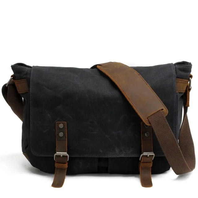 High Quality Male Briefcases Business Men Messenger Bags Canvas Crazy Horse Leather Travel Crossbody Bags for Men Shoulder Bags