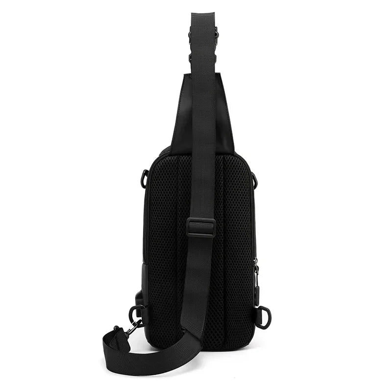 High Quality Male Nylon Knapsack Daypack Messenger Chest Bags with USB Charging Port Small Men Sling Backpack Rucksack Bag