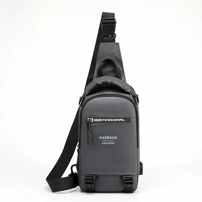 High Quality Male Nylon Knapsack Daypack Messenger Chest Bags with USB Charging Port Small Men Sling Backpack Rucksack Bag