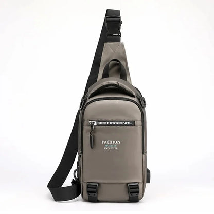 High Quality Male Nylon Knapsack Daypack Messenger Chest Bags with USB Charging Port Small Men Sling Backpack Rucksack Bag