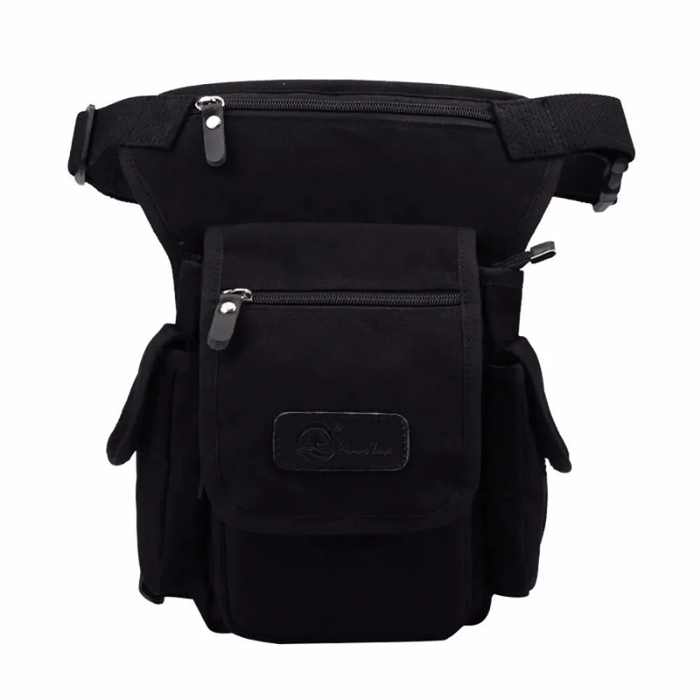 High Quality Men Canvas Military Waist Leg Bag Motorcycle Rider Multi Pockets Casual Drop Thigh Male Bum Hip Belt Fanny Pack