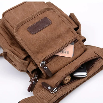 High Quality Men Canvas Military Waist Leg Bag Motorcycle Rider Multi Pockets Casual Drop Thigh Male Bum Hip Belt Fanny Pack