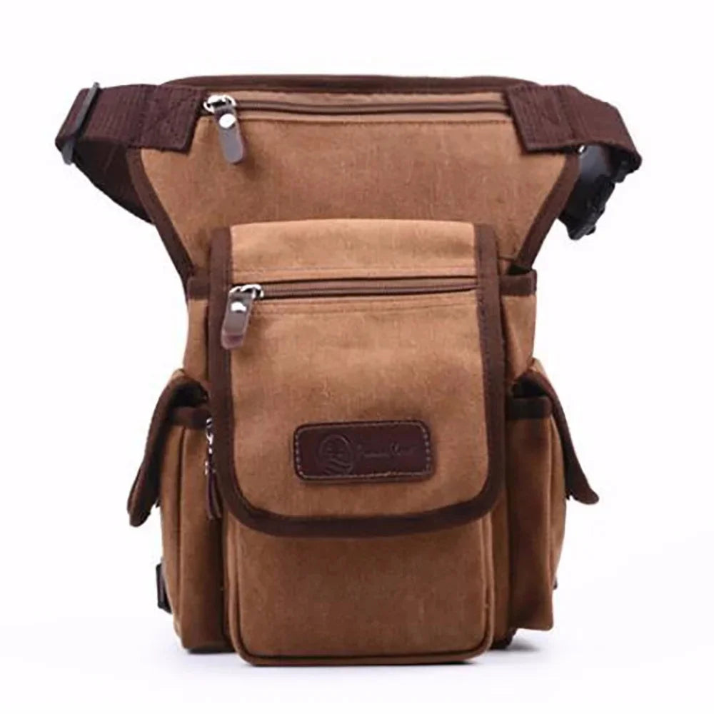 High Quality Men Canvas Military Waist Leg Bag Motorcycle Rider Multi Pockets Casual Drop Thigh Male Bum Hip Belt Fanny Pack
