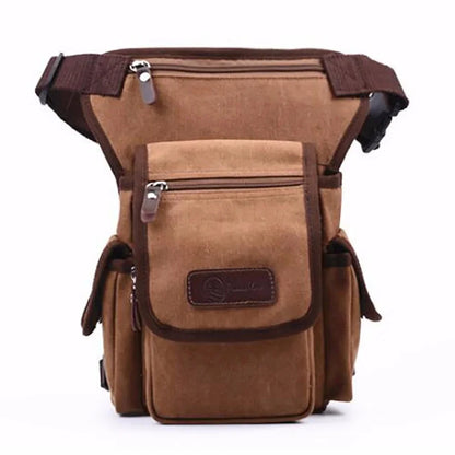 High Quality Men Canvas Military Waist Leg Bag Motorcycle Rider Multi Pockets Casual Drop Thigh Male Bum Hip Belt Fanny Pack