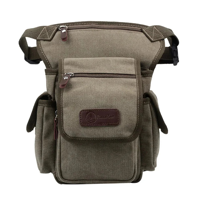 High Quality Men Canvas Military Waist Leg Bag Motorcycle Rider Multi Pockets Casual Drop Thigh Male Bum Hip Belt Fanny Pack