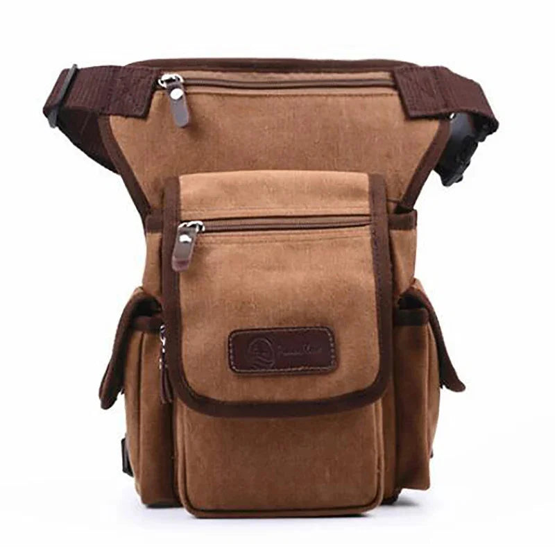 High Quality Men Canvas Military Waist Leg Bag Motorcycle Rider Multi Pockets Casual Drop Thigh Male Bum Hip Belt Fanny Pack