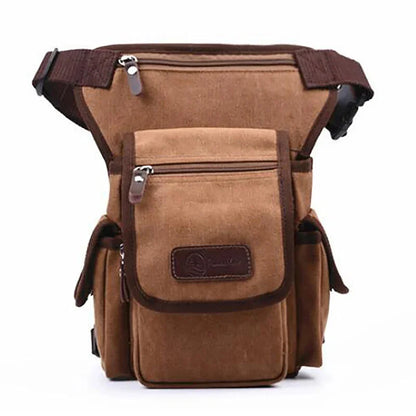 High Quality Men Canvas Military Waist Leg Bag Motorcycle Rider Multi Pockets Casual Drop Thigh Male Bum Hip Belt Fanny Pack