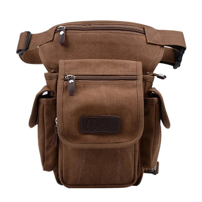 High Quality Men Canvas Military Waist Leg Bag Motorcycle Rider Multi Pockets Casual Drop Thigh Male Bum Hip Belt Fanny Pack