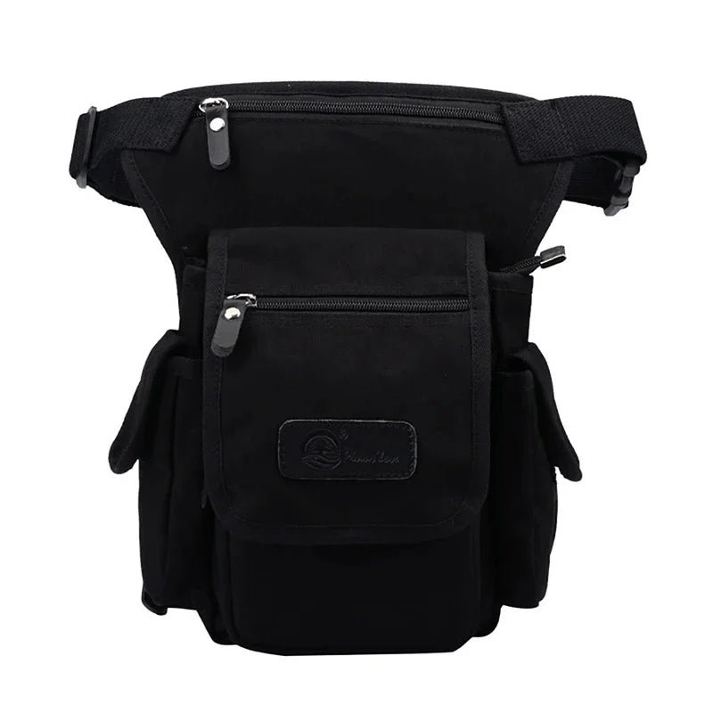 High Quality Men Canvas Military Waist Leg Bag Motorcycle Rider Multi Pockets Casual Drop Thigh Male Bum Hip Belt Fanny Pack