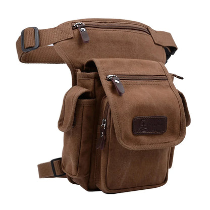 High Quality Men Canvas Military Waist Leg Bag Motorcycle Rider Multi Pockets Casual Drop Thigh Male Bum Hip Belt Fanny Pack