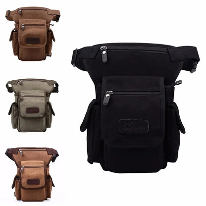 High Quality Men Canvas Military Waist Leg Bag Motorcycle Rider Multi Pockets Casual Drop Thigh Male Bum Hip Belt Fanny Pack