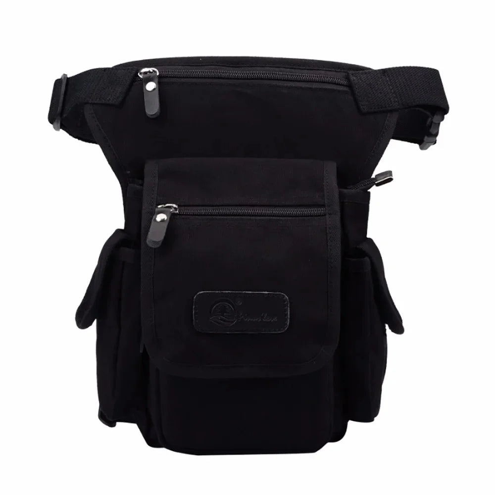 High Quality Men Canvas Military Waist Leg Bag Motorcycle Rider Multi Pockets Casual Drop Thigh Male Bum Hip Belt Fanny Pack