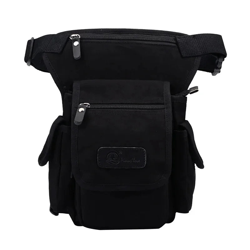 High Quality Men Canvas Military Waist Leg Bag Motorcycle Rider Multi Pockets Casual Drop Thigh Male Bum Hip Belt Fanny Pack