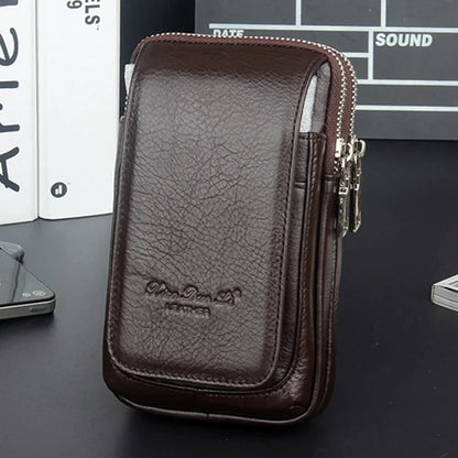 High Quality Men Genuine Leather Fanny Waist Coin Purse Pocket Belt Pouch Fashion Hip Bum Cell/Mobile Phone Case Bag
