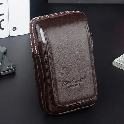 High Quality Men Genuine Leather Fanny Waist Coin Purse Pocket Belt Pouch Fashion Hip Bum Cell/Mobile Phone Case Bag