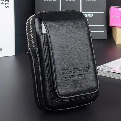 High Quality Men Genuine Leather Fanny Waist Coin Purse Pocket Belt Pouch Fashion Hip Bum Cell/Mobile Phone Case Bag