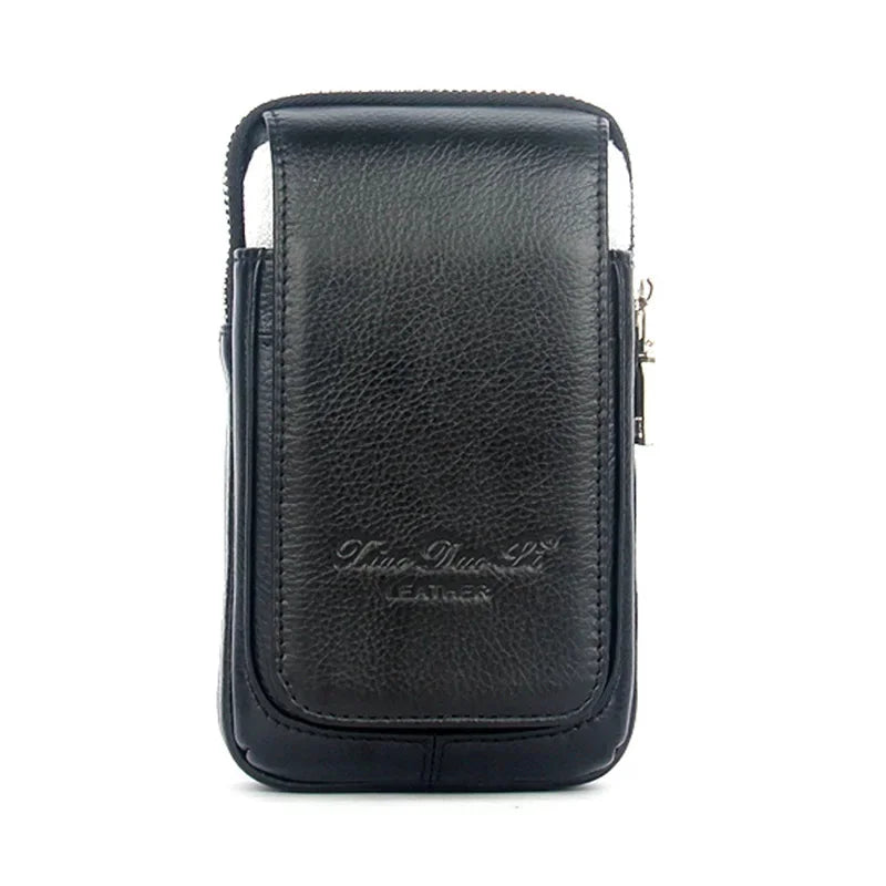 High Quality Men Genuine Leather Fanny Waist Coin Purse Pocket Belt Pouch Fashion Hip Bum Cell/Mobile Phone Case Bag