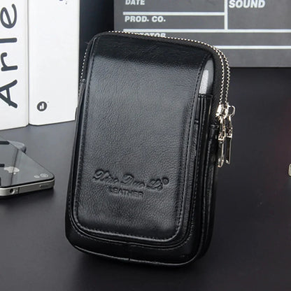 High Quality Men Genuine Leather Fanny Waist Coin Purse Pocket Belt Pouch Fashion Hip Bum Cell/Mobile Phone Case Bag