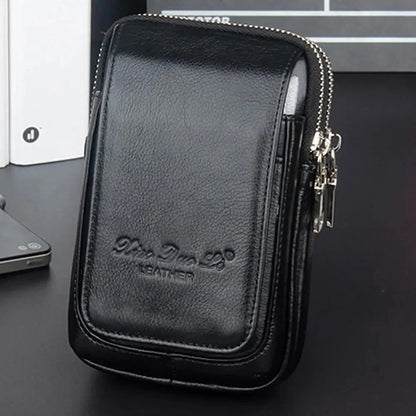 High Quality Men Genuine Leather Waist Pack Bag Coin Cigarette Purse Pocket Pouch Belt Bum Cell/Mobile Phone Case Fanny Bags