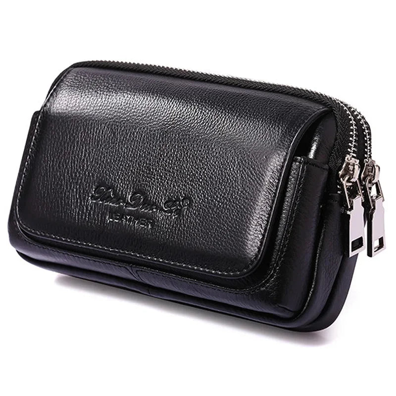 High Quality Men Genuine Leather Waist Pack Bag Coin Cigarette Purse Pocket Pouch Belt Bum Cell/Mobile Phone Case Fanny Bags