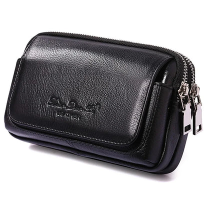 High Quality Men Genuine Leather Waist Pack Bag Coin Cigarette Purse Pocket Pouch Belt Bum Cell/Mobile Phone Case Fanny Bags