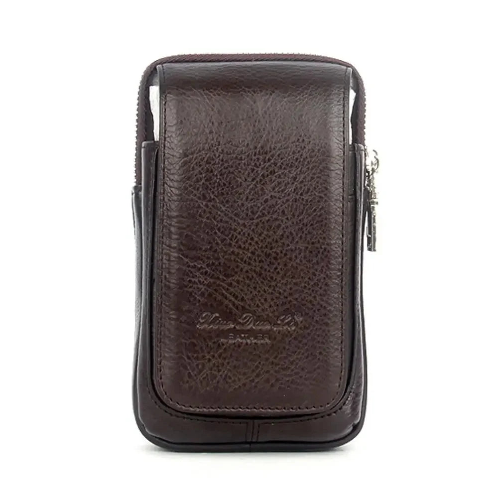High Quality Men Genuine Leather Waist Pack Bag Coin Cigarette Purse Pocket Pouch Belt Bum Cell/Mobile Phone Case Fanny Bags