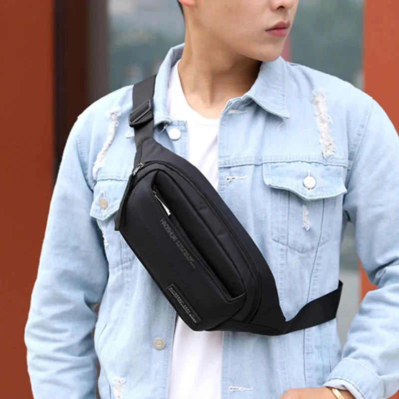 High Quality Men Nylon Hip Bum Fanny Money Pouch Multi-Pocket New Fashion Sling Crossbody Chest Pack Male Waist Belt Bags