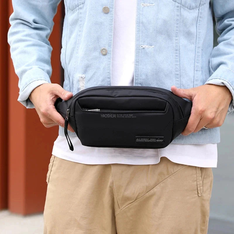 High Quality Men Nylon Hip Bum Fanny Money Pouch Multi-Pocket New Fashion Sling Crossbody Chest Pack Male Waist Belt Bags