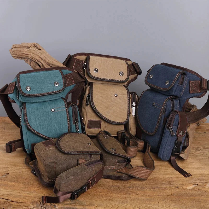 High Quality Men Waterproof Nylon/Canvas Waist Fanny Pack Travel Cross Body Shoulder Motorcycle Ride Hip Bum Belt Drop Leg Bag