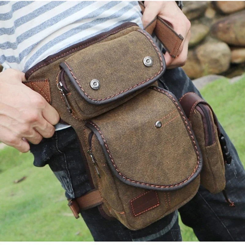 High Quality Men Waterproof Nylon/Canvas Waist Fanny Pack Travel Cross Body Shoulder Motorcycle Ride Hip Bum Belt Drop Leg Bag