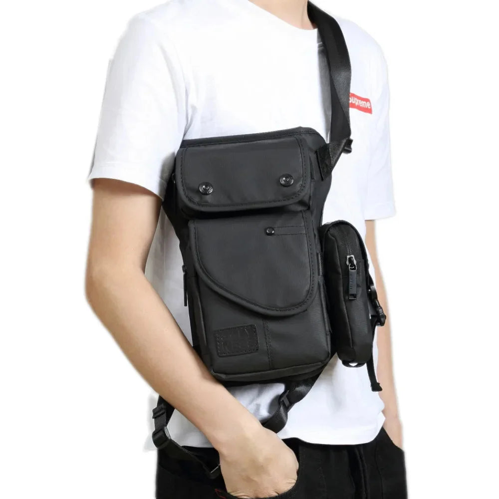High Quality Men Waterproof Nylon/Canvas Waist Fanny Pack Travel Cross Body Shoulder Motorcycle Ride Hip Bum Belt Drop Leg Bag